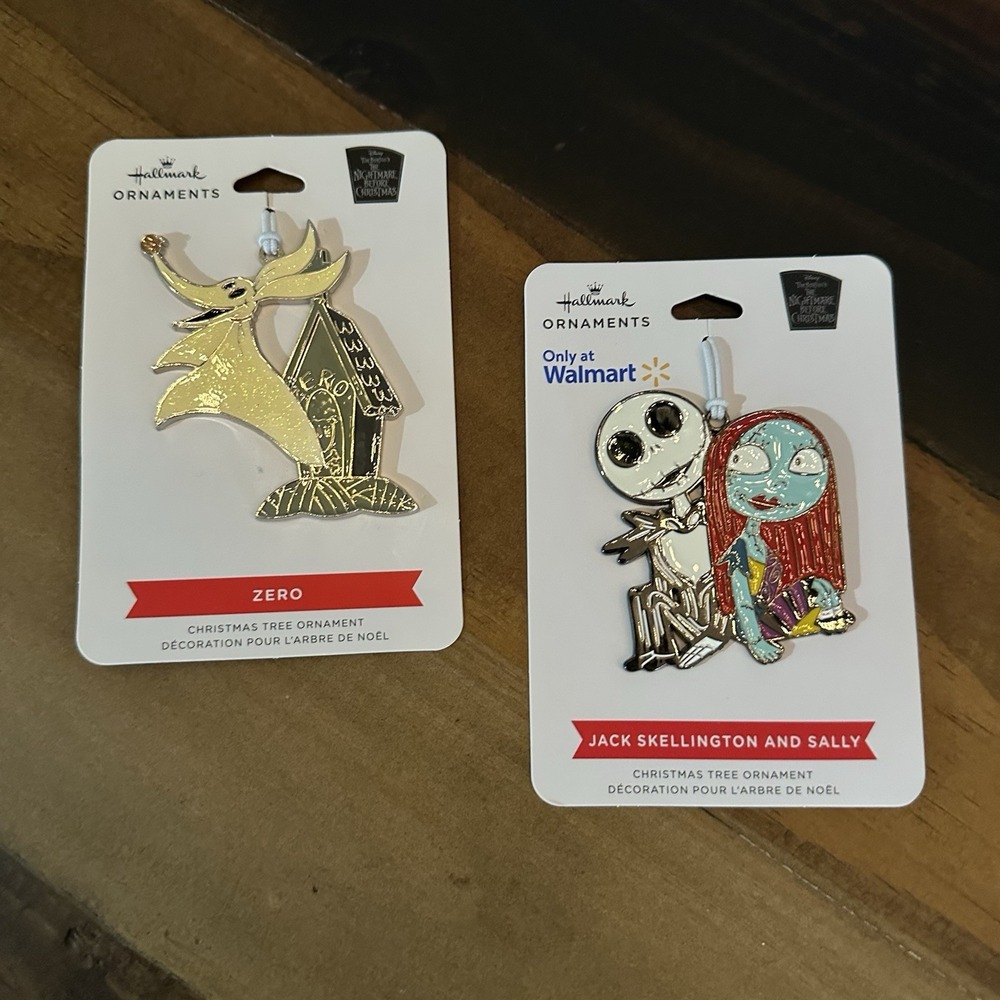 Hallmark Nightmare Before Christmas Ornaments Zero Jack Sally Set of 2